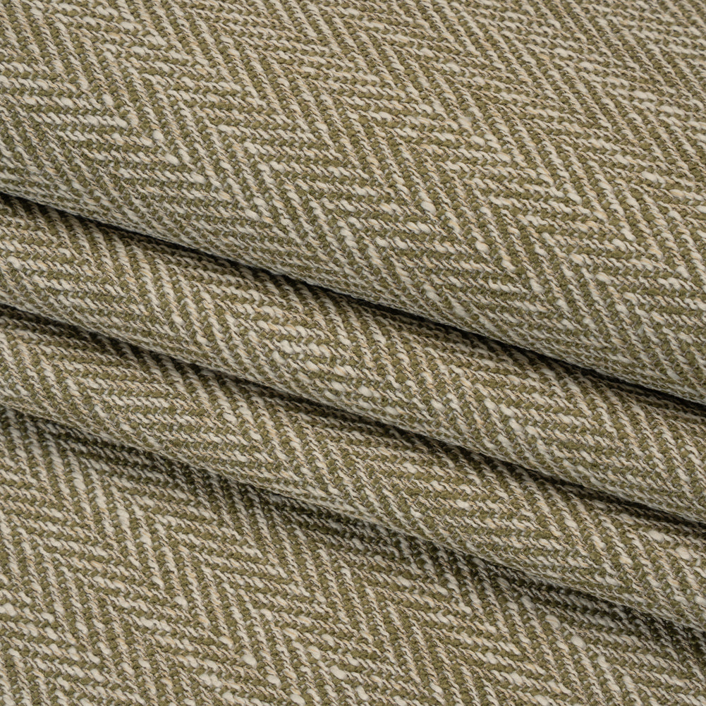Recycled Polyester Home Decor Twill - Olive Herringbone - British Imported Recycled Polyester Home Decor Twill - Olive Herringbone - British Imported
