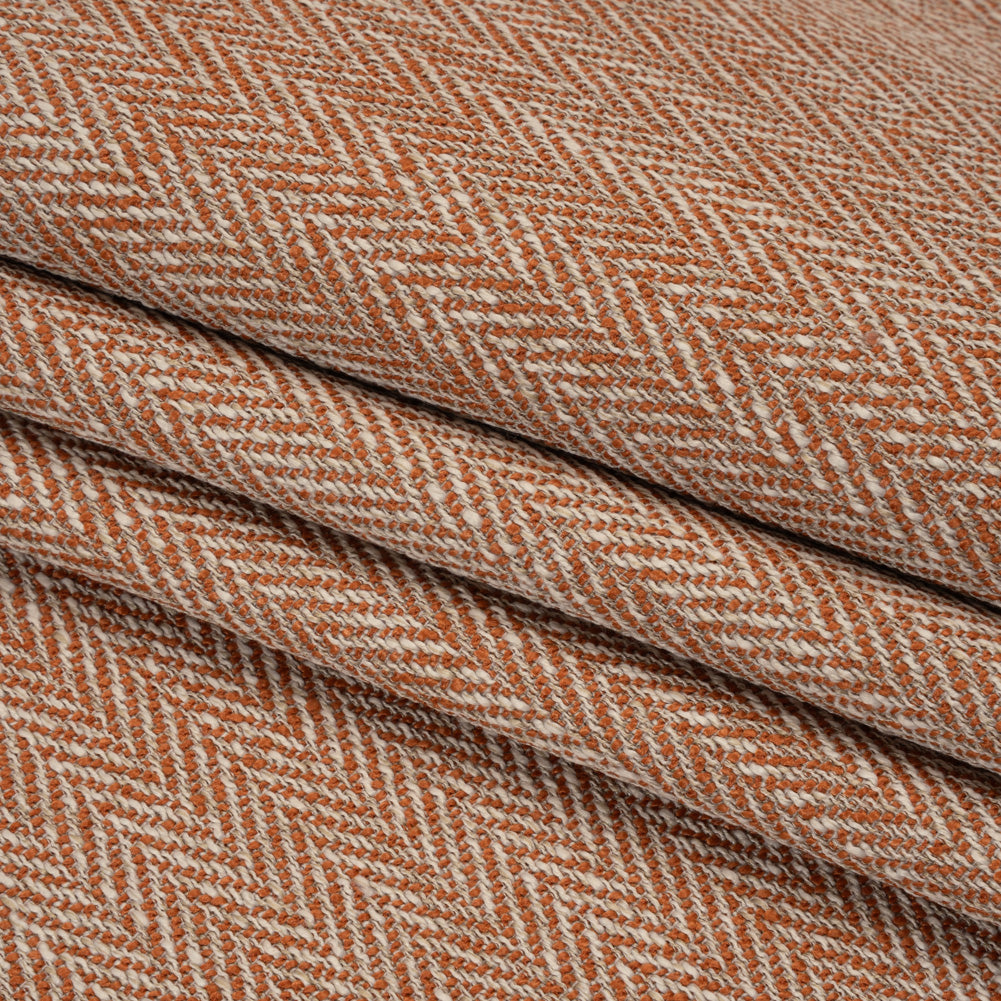 Recycled Polyester Home Decor Twill - Papaya Herringbone - British Imported - Folded Recycled Polyester Home Decor Twill - Papaya Herringbone - British Imported - Folded