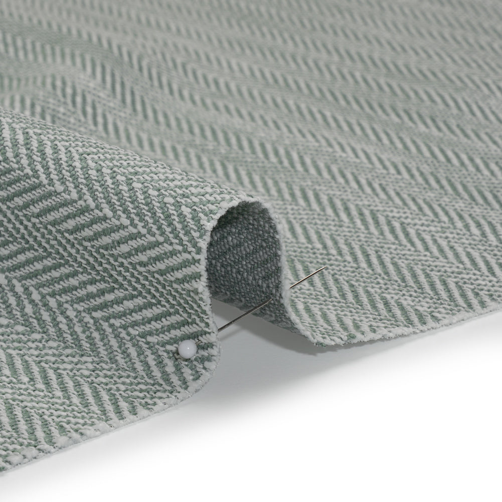 Recycled Polyester Home Decor Twill - Seafoam Herringbone - British Imported Recycled Polyester Home Decor Twill - Seafoam Herringbone - British Imported