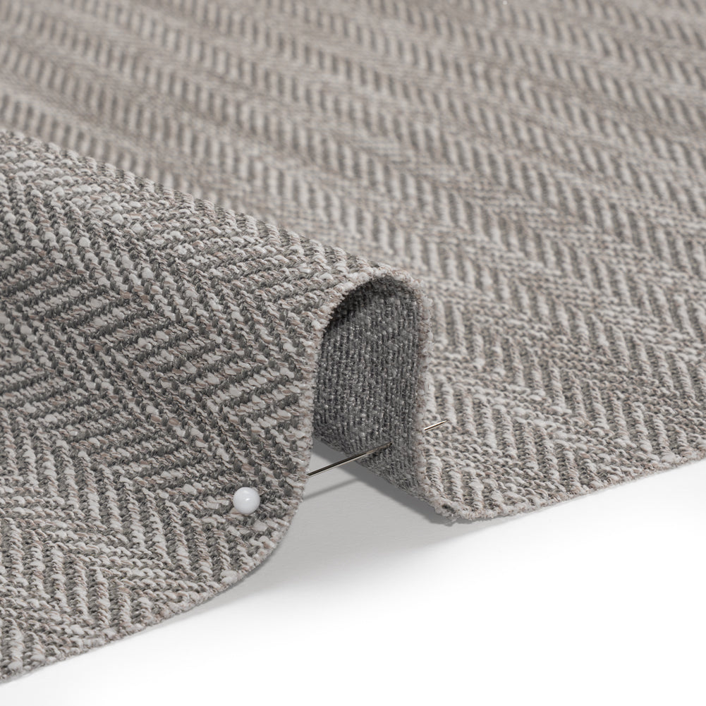 Recycled Polyester Home Decor Twill - Smoke Herringbone - British Imported - Detail Recycled Polyester Home Decor Twill - Smoke Herringbone - British Imported - Detail