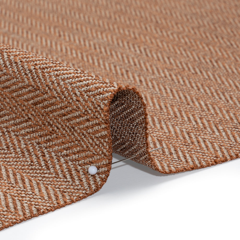Recycled Polyester Home Decor Twill - Terracotta Herringbone - British Imported Recycled Polyester Home Decor Twill - Terracotta Herringbone - British Imported