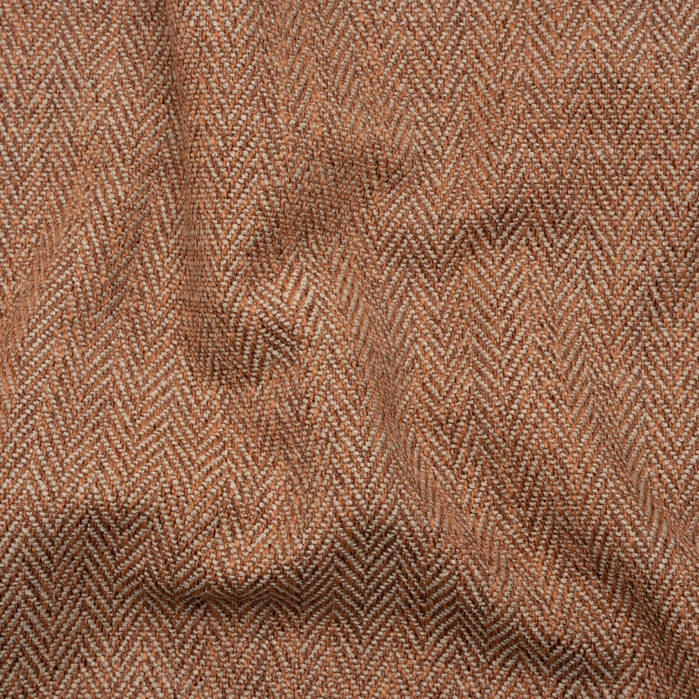 Recycled Polyester Home Decor Twill - Terracotta Herringbone - British Imported Recycled Polyester Home Decor Twill - Terracotta Herringbone - British Imported