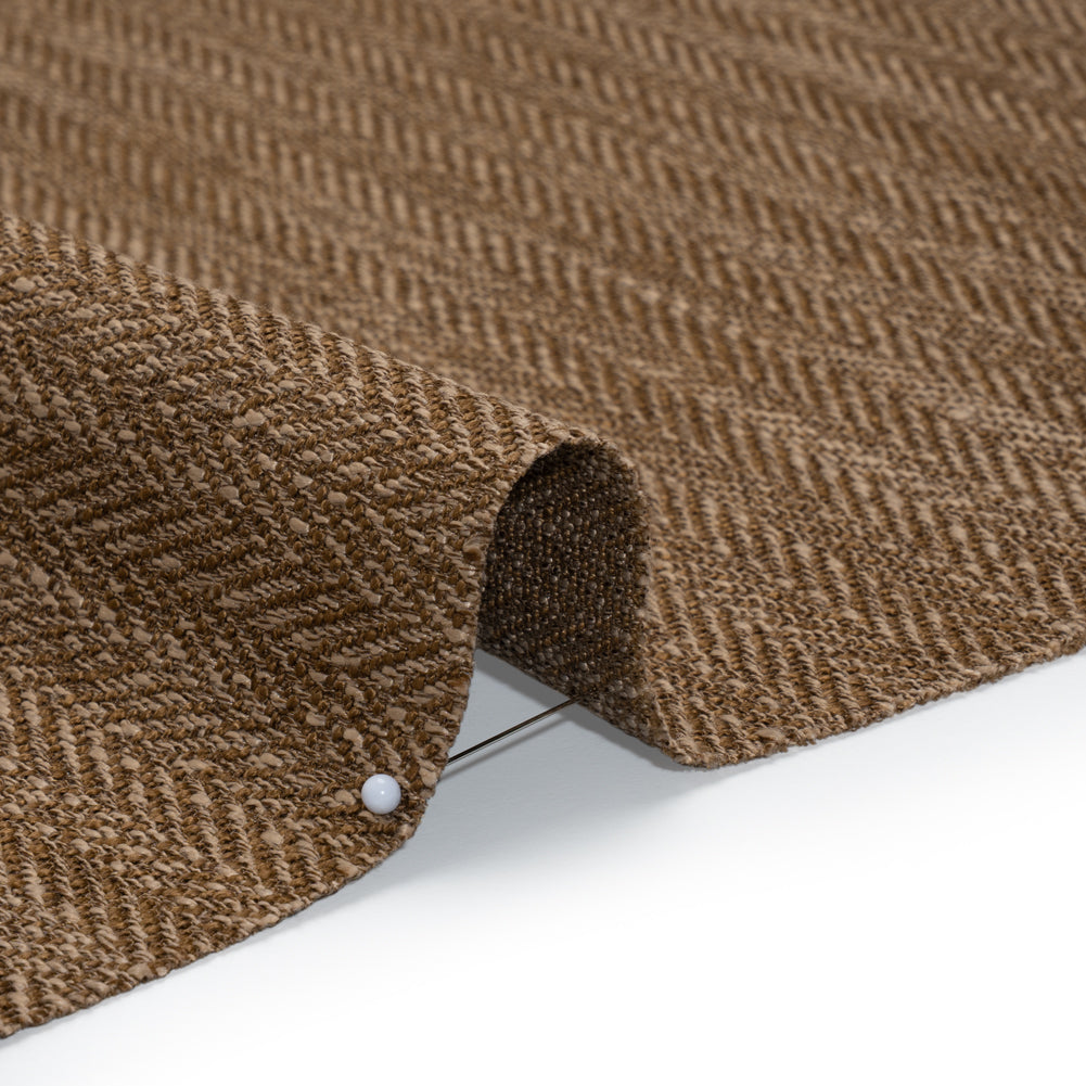 Recycled Polyester Home Decor Twill - Walnut Herringbone - British Imported Recycled Polyester Home Decor Twill - Walnut Herringbone - British Imported