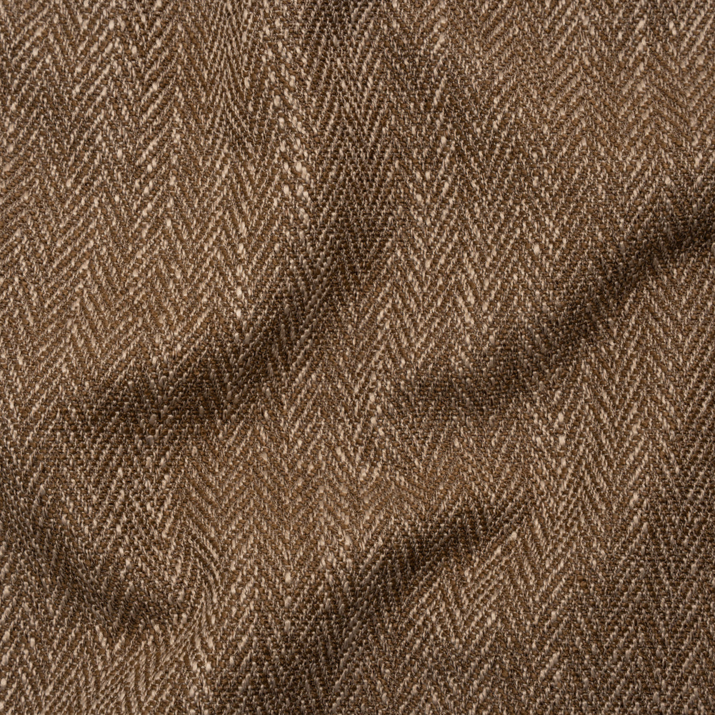 Recycled Polyester Home Decor Twill - Walnut Herringbone - British Imported Recycled Polyester Home Decor Twill - Walnut Herringbone - British Imported