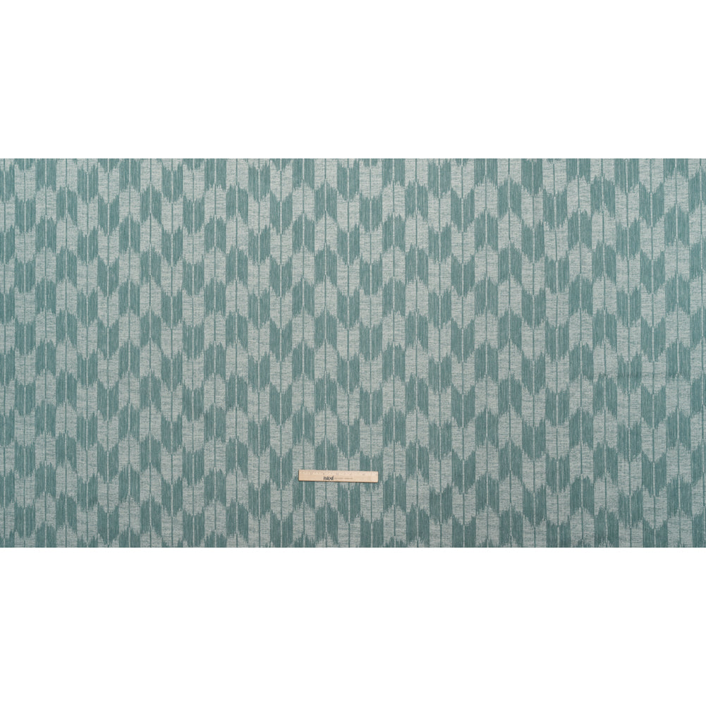 Cotton Blend Home Decor Jacquard - Kingfisher Ikat Checks - British Imported Cotton Blend Home Decor Jacquard - Kingfisher Ikat Checks - British Imported