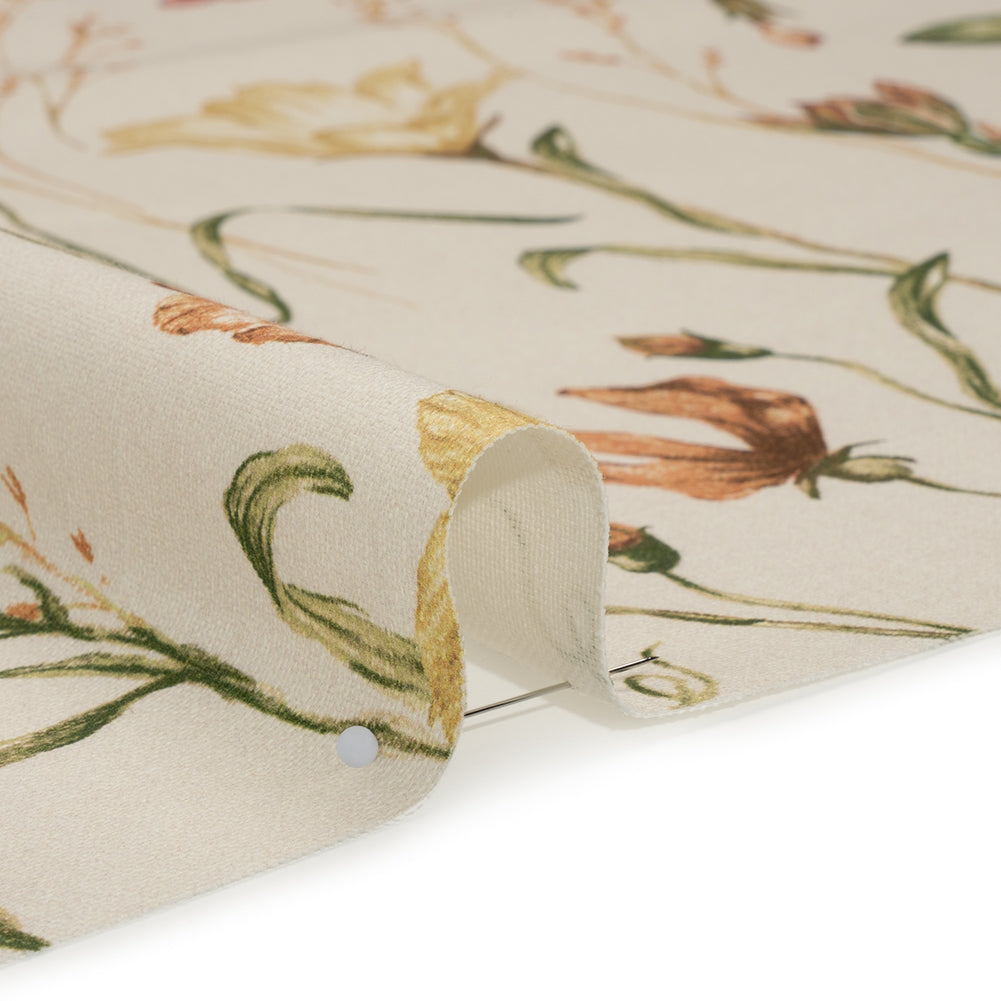 Printed Cotton Canvas - Autumn Flowering Stems and Butterflies - British Imported - Detail Printed Cotton Canvas - Autumn Flowering Stems and Butterflies - British Imported - Detail