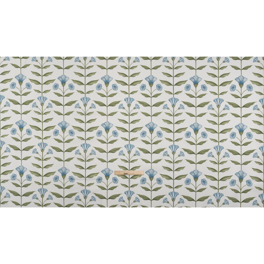 Printed Cotton Canvas - Bluebell Balanced Flower Stems - British Imported - Full Printed Cotton Canvas - Bluebell Balanced Flower Stems - British Imported - Full