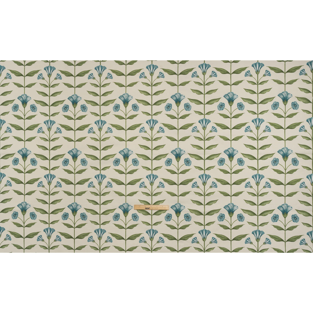 Printed Cotton Canvas - Kingfisher Balanced Flower Stems - British Imported Printed Cotton Canvas - Kingfisher Balanced Flower Stems - British Imported