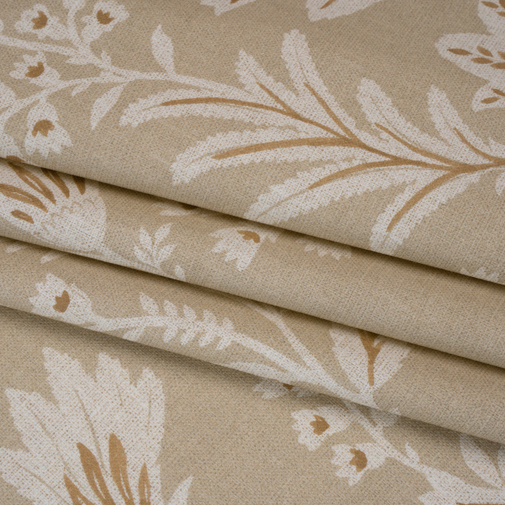 Printed Cotton Canvas - Linen Leafy Sprays and Little Flowers - British Imported Printed Cotton Canvas - Linen Leafy Sprays and Little Flowers - British Imported