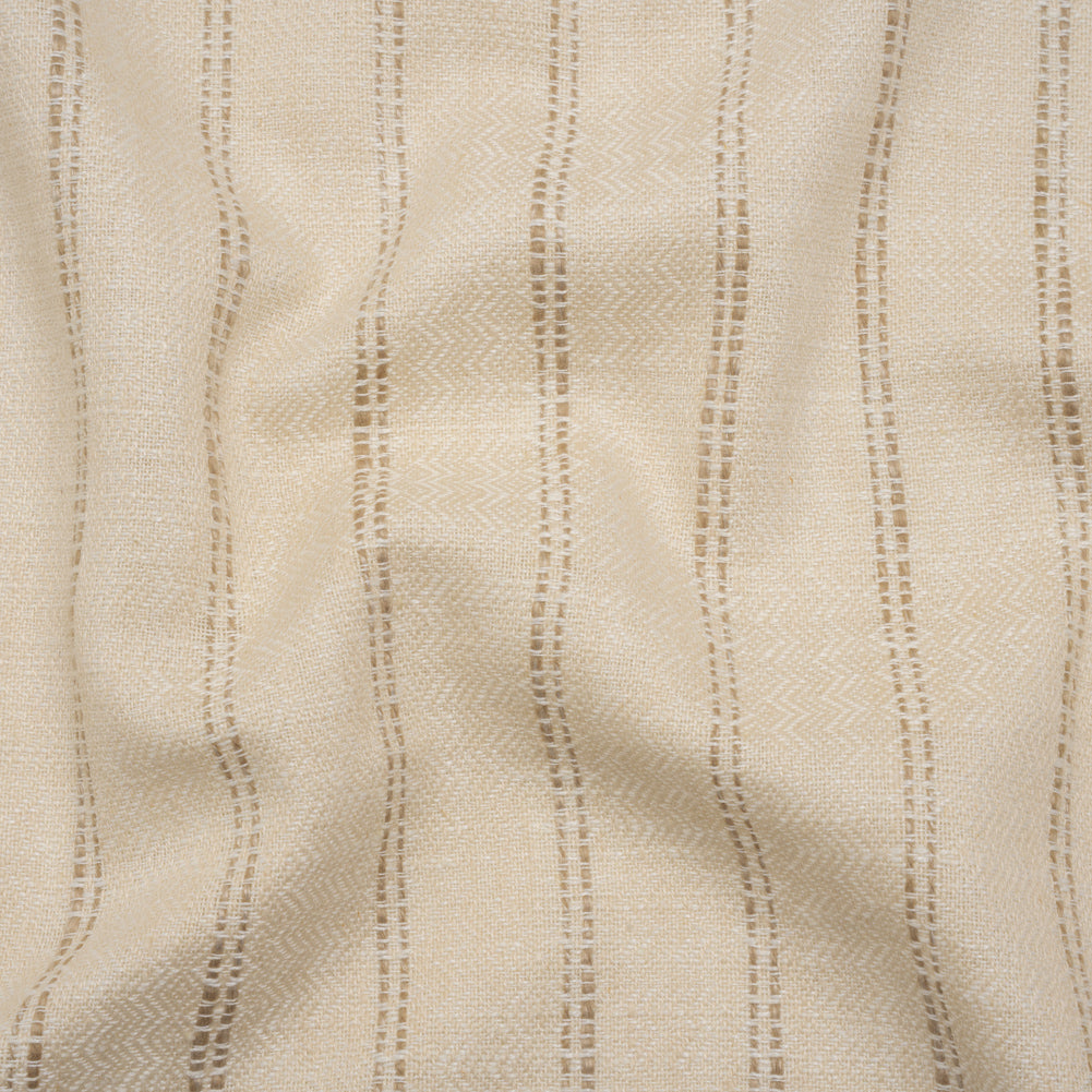 Polyester and Cotton Drapery Twill - Flax Zig Zags and Textured Stripes - British Imported Polyester and Cotton Drapery Twill - Flax Zig Zags and Textured Stripes - British Imported