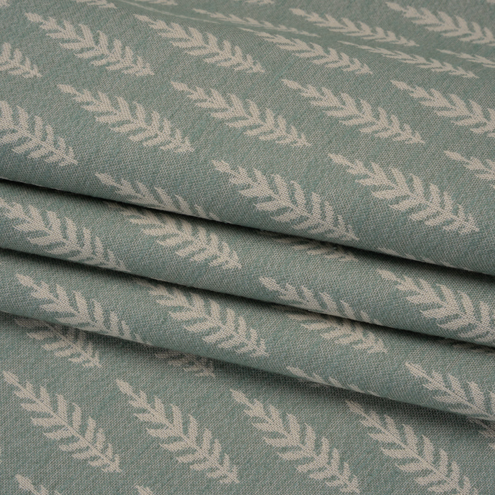 Recycled Polyester and Cotton Jacquard - Eucalyptus Lines of Leaves - British Imported Recycled Polyester and Cotton Jacquard - Eucalyptus Lines of Leaves - British Imported