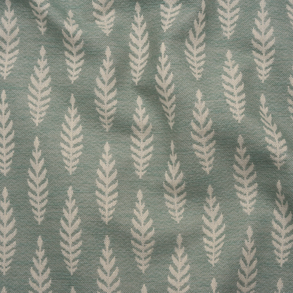 Recycled Polyester and Cotton Jacquard - Eucalyptus Lines of Leaves - British Imported Recycled Polyester and Cotton Jacquard - Eucalyptus Lines of Leaves - British Imported