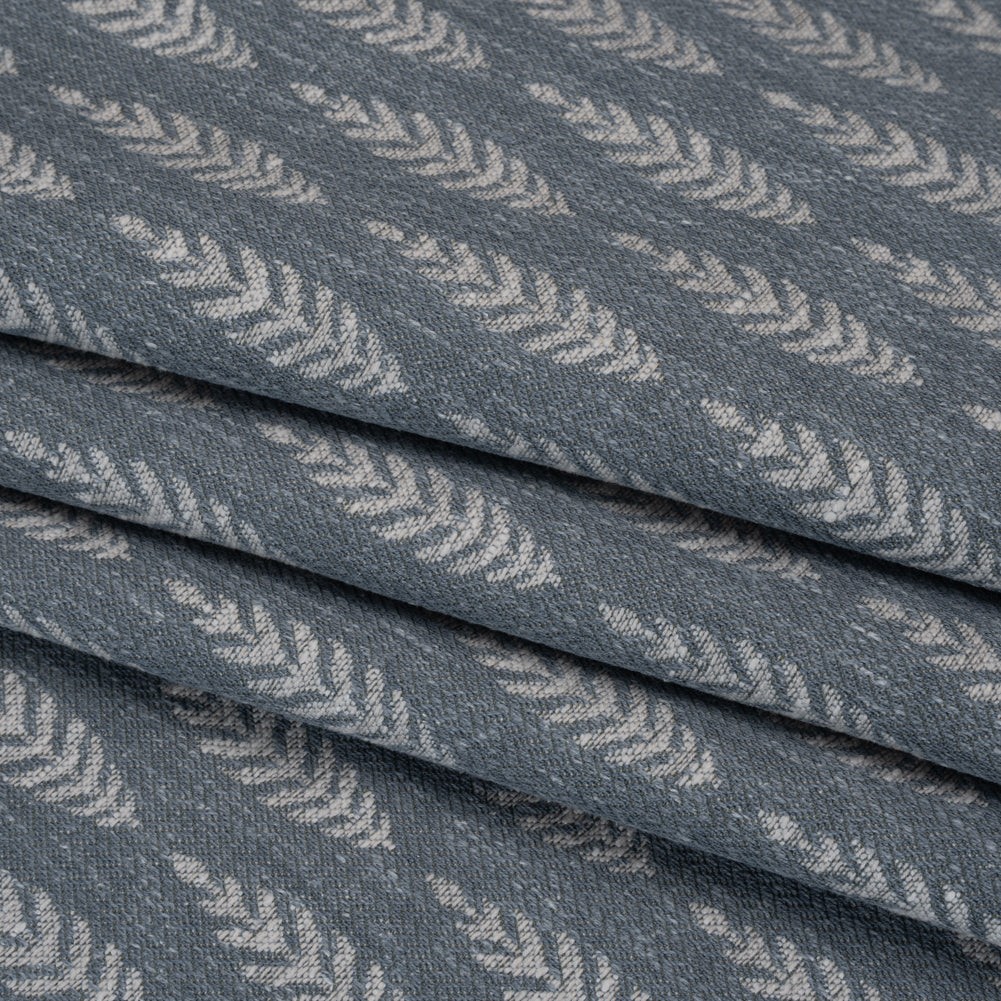 Recycled Polyester and Cotton Jacquard - Ink Lines of Leaves - British Imported - Folded Recycled Polyester and Cotton Jacquard - Ink Lines of Leaves - British Imported - Folded