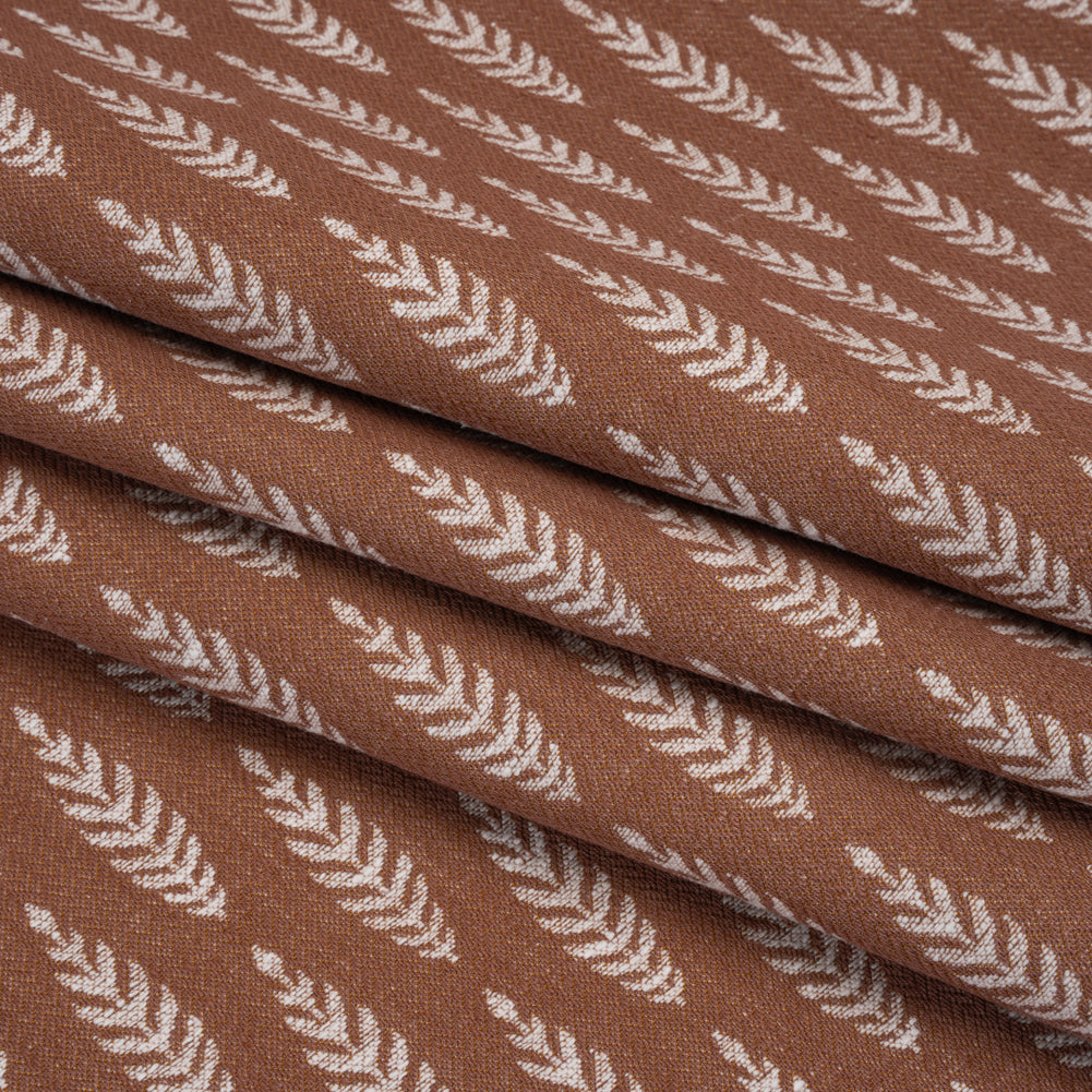 Recycled Polyester and Cotton Jacquard - Rosewood Lines of Leaves - British Imported Recycled Polyester and Cotton Jacquard - Rosewood Lines of Leaves - British Imported