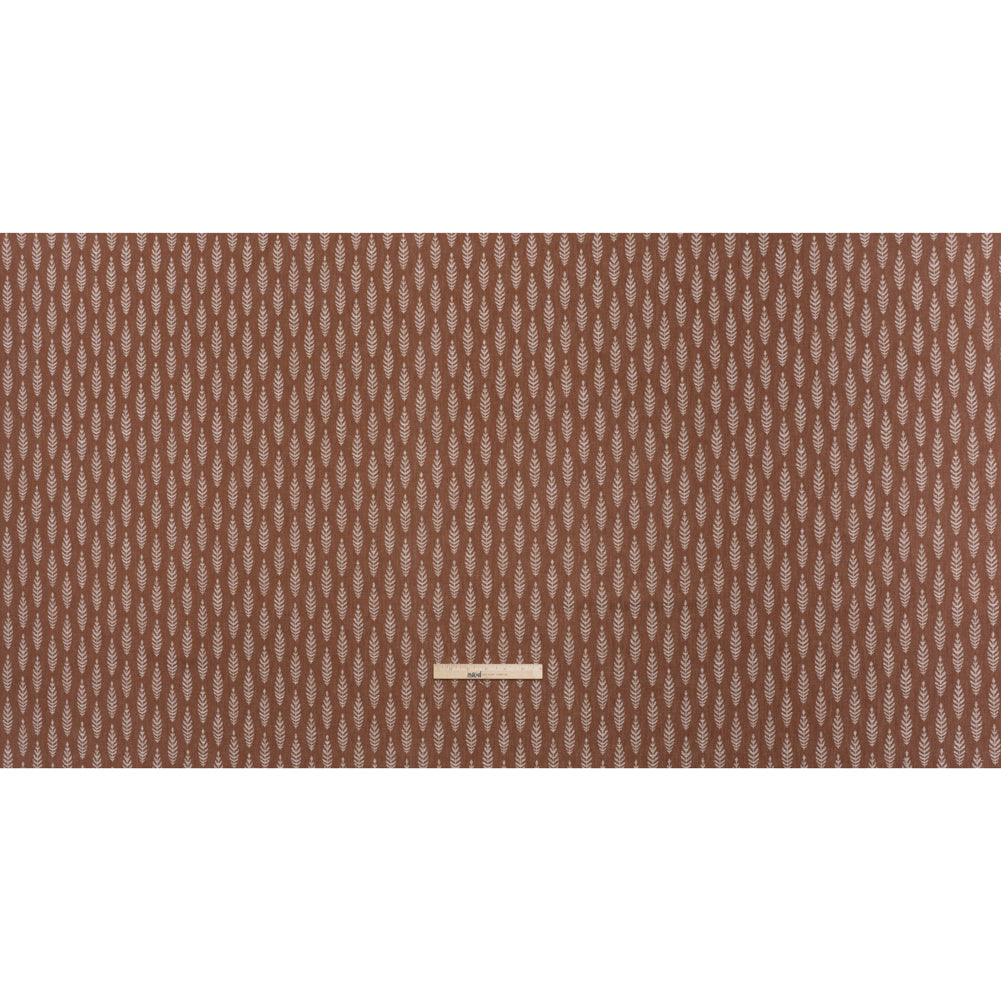Recycled Polyester and Cotton Jacquard - Rosewood Lines of Leaves - British Imported Recycled Polyester and Cotton Jacquard - Rosewood Lines of Leaves - British Imported