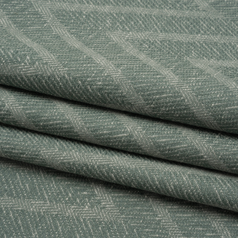 Recycled Polyester and Cotton Drapery Twill Woven - Kingfisher Chevrons - British Imported Recycled Polyester and Cotton Drapery Twill Woven - Kingfisher Chevrons - British Imported