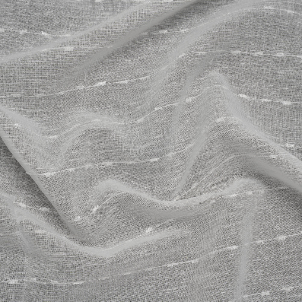 Slubbed Double Wide Drapery Sheers Fabric - Chalk Eyelash Fringe Dot Stripes - British Imported Slubbed Double Wide Drapery Sheers Fabric - Chalk Eyelash Fringe Dot Stripes - British Imported