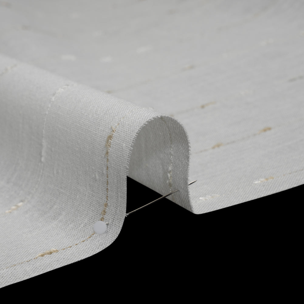 Slubbed Double Wide Drapery Sheers Fabric - Sand Eyelash Fringe Dot Stripes - British Imported Detail Slubbed Double Wide Drapery Sheers Fabric - Sand Eyelash Fringe Dot Stripes - British Imported Detail