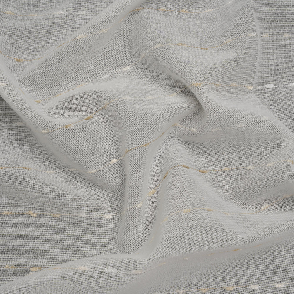 Slubbed Double Wide Drapery Sheers Fabric - Sand Eyelash Fringe Dot Stripes - British Imported Slubbed Double Wide Drapery Sheers Fabric - Sand Eyelash Fringe Dot Stripes - British Imported