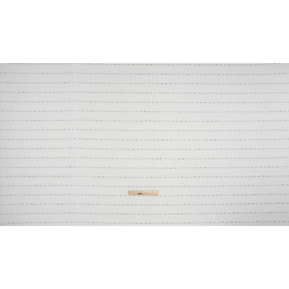 Slubbed Double Wide Drapery Sheers Fabric - Stone Eyelash Fringe Dot Stripes - British Imported - Full Slubbed Double Wide Drapery Sheers Fabric - Stone Eyelash Fringe Dot Stripes - British Imported - Full
