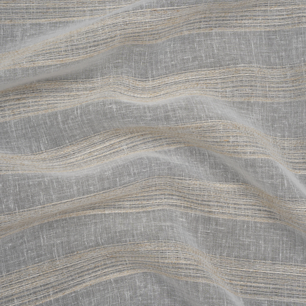Slubbed Double Wide Drapery Sheers Fabric - Sand Textured Stripes - British Imported Slubbed Double Wide Drapery Sheers Fabric - Sand Textured Stripes - British Imported