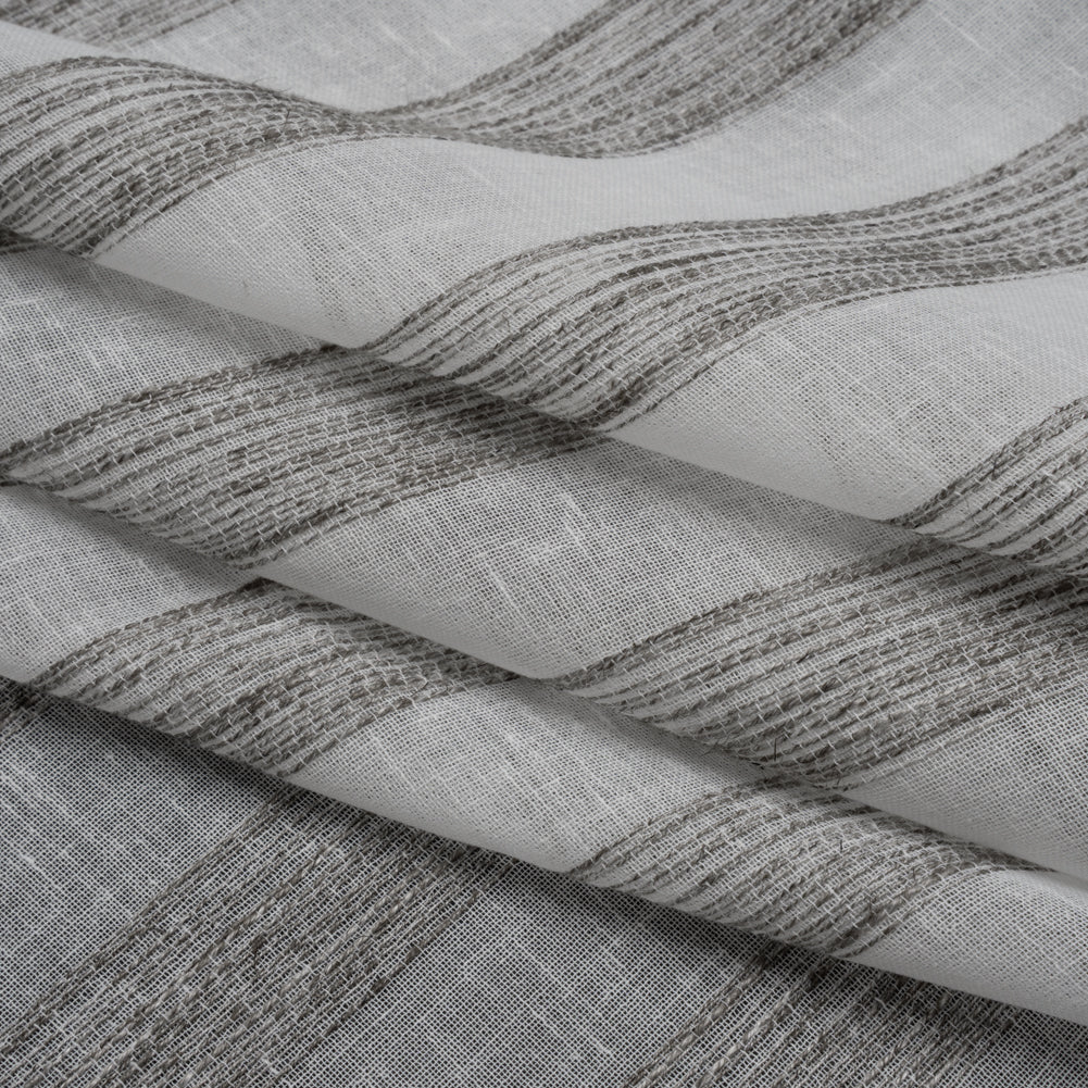 Slubbed Double Wide Drapery Sheers Fabric - Stone Textured Stripes - British Imported - Folded Slubbed Double Wide Drapery Sheers Fabric - Stone Textured Stripes - British Imported - Folded