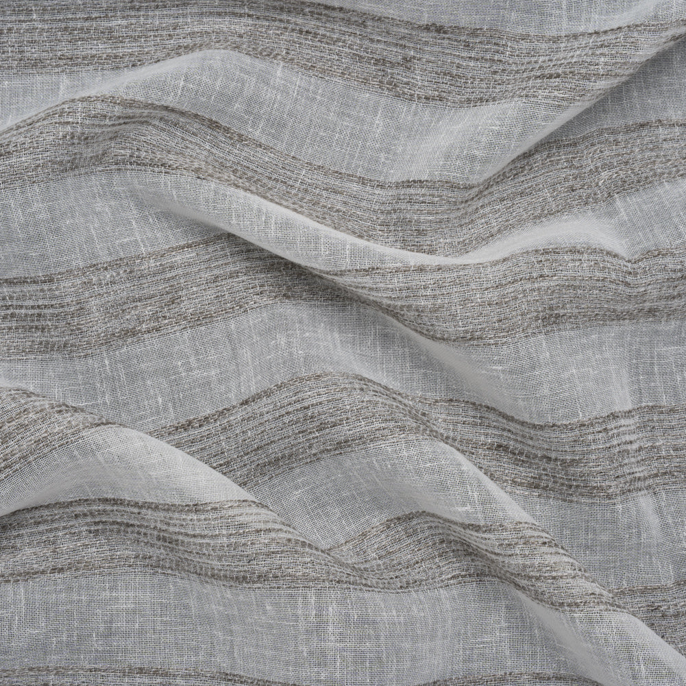 Slubbed Double Wide Drapery Sheers Fabric - Stone Textured Stripes - British Imported Slubbed Double Wide Drapery Sheers Fabric - Stone Textured Stripes - British Imported