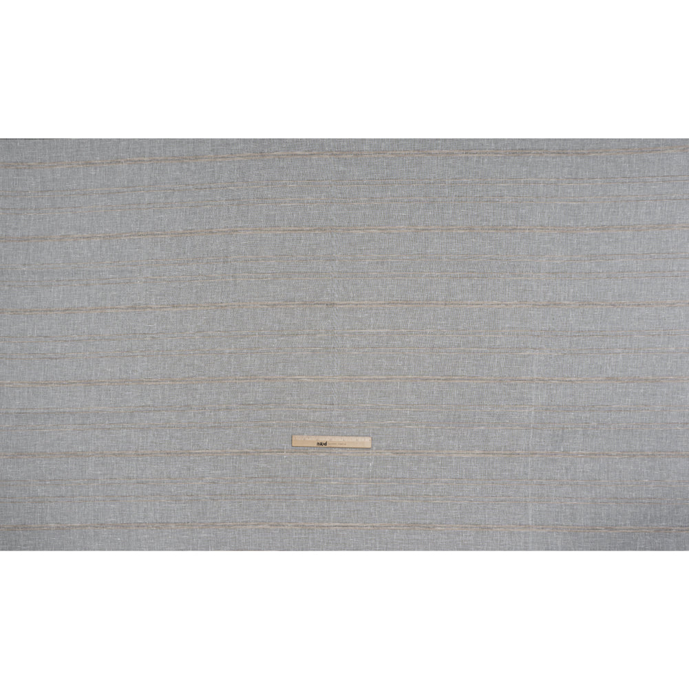 Slubbed Double Wide Drapery Sheers Fabric - Driftwood Ribbed Stripes - British Imported Slubbed Double Wide Drapery Sheers Fabric - Driftwood Ribbed Stripes - British Imported