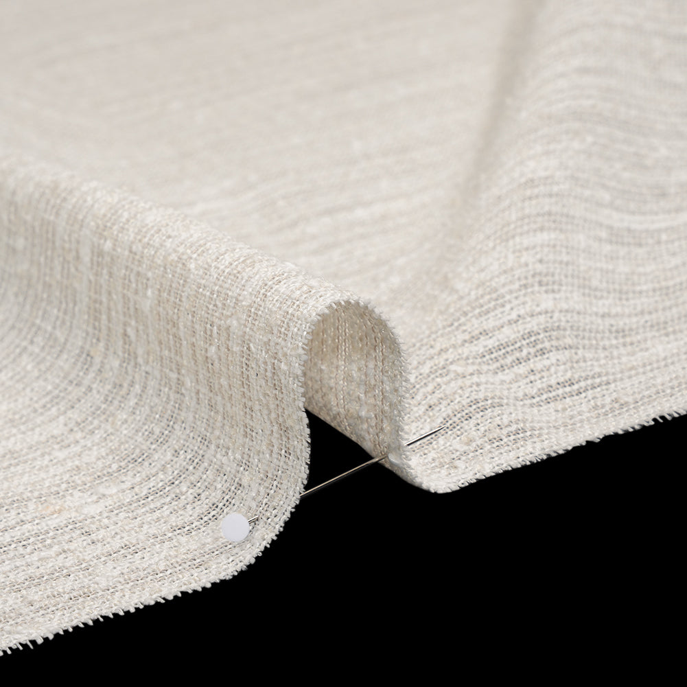 Slubbed Double Wide Drapery Sheers Woven Fabric - Ecru - British Imported - Detail Slubbed Double Wide Drapery Sheers Woven Fabric - Ecru - British Imported - Detail