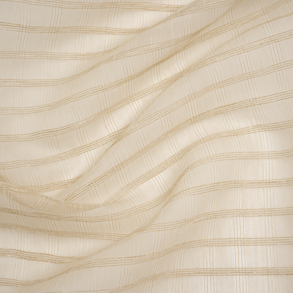Double Wide Drapery Sheers Woven Fabric - Parchment Textured Checks - British Imported Double Wide Drapery Sheers Woven Fabric - Parchment Textured Checks - British Imported