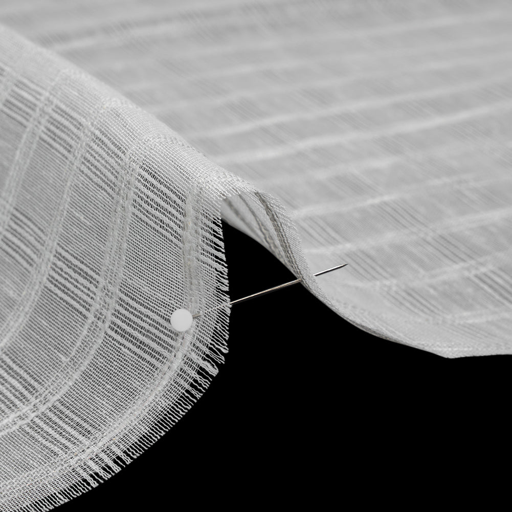 Double Wide Drapery Sheers Woven Fabric - Pebble Textured Checks - British Imported - Detail Double Wide Drapery Sheers Woven Fabric - Pebble Textured Checks - British Imported - Detail