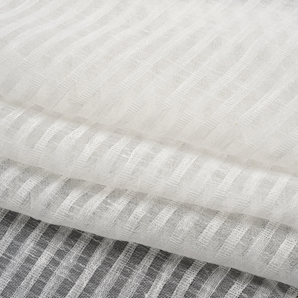 Slubbed Double Wide Drapery Sheers Woven - Chalk Sheer Stripes - British Imported Slubbed Double Wide Drapery Sheers Woven - Chalk Sheer Stripes - British Imported