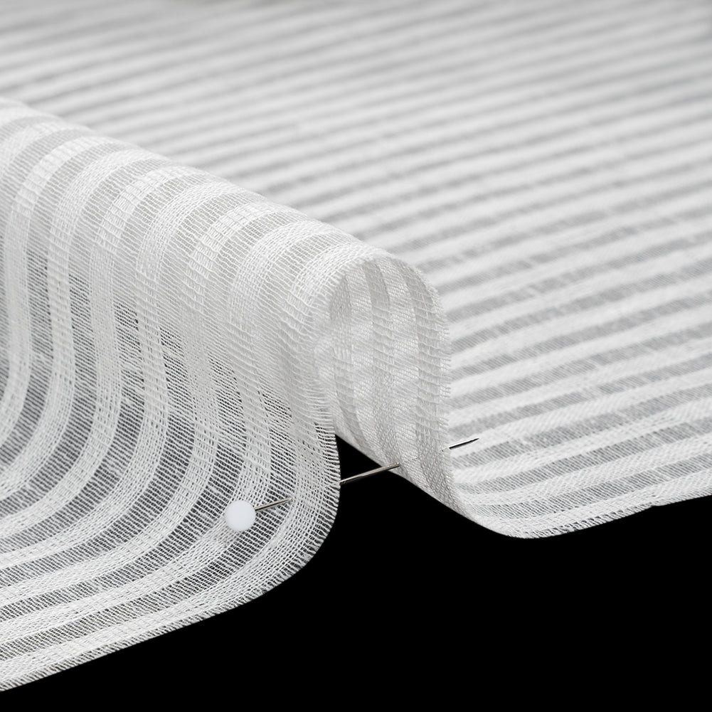 Slubbed Double Wide Drapery Sheers Woven - Chalk Sheer Stripes - British Imported Slubbed Double Wide Drapery Sheers Woven - Chalk Sheer Stripes - British Imported