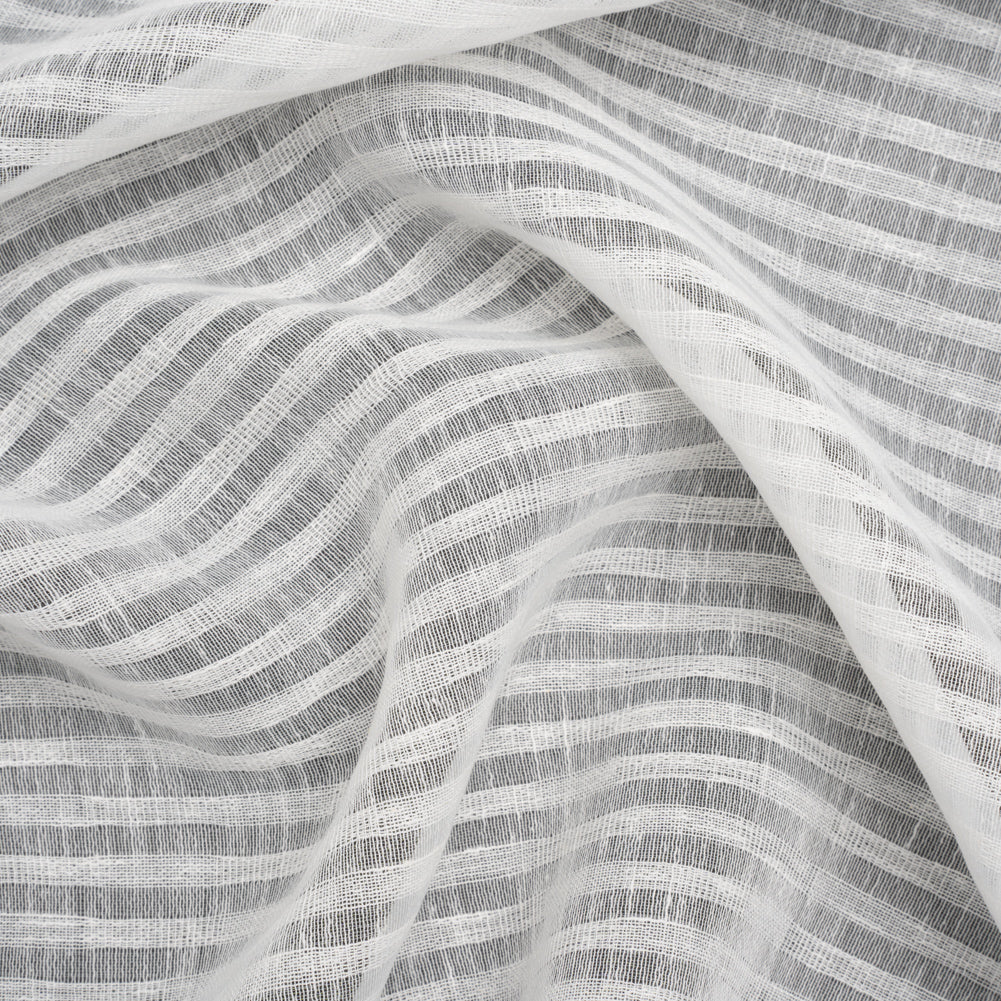 Slubbed Double Wide Drapery Sheers Woven - Chalk Sheer Stripes - British Imported Slubbed Double Wide Drapery Sheers Woven - Chalk Sheer Stripes - British Imported