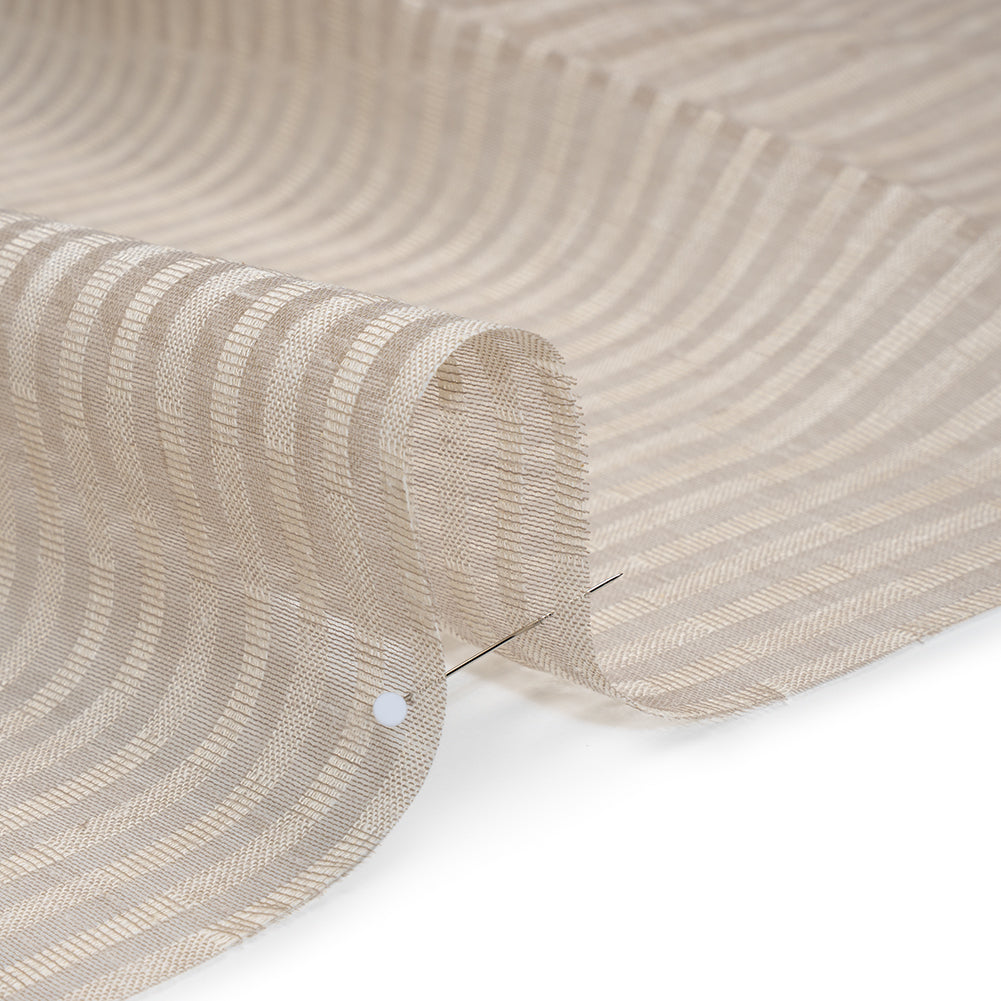 Slubbed Double Wide Drapery Sheers Woven - Smoke Sheer Stripes - British Imported - Detail Slubbed Double Wide Drapery Sheers Woven - Smoke Sheer Stripes - British Imported - Detail