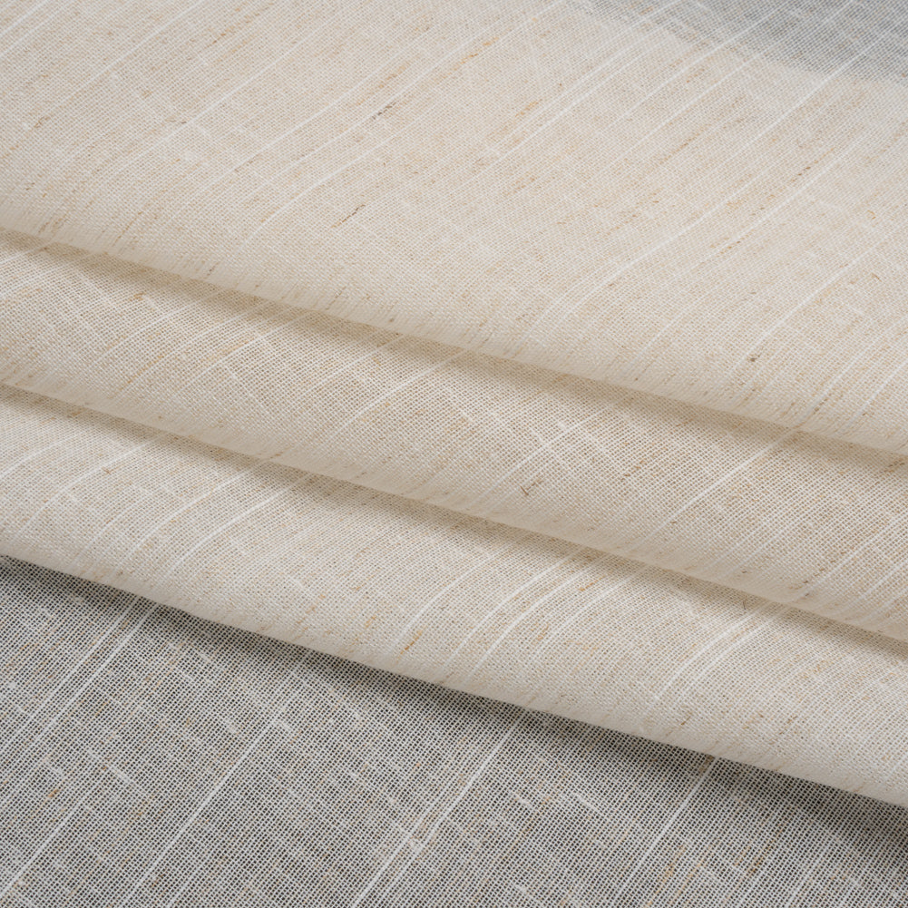 Slubbed Cotton and Linen Double Wide Drapery Sheers Fabric - Ecru Heathered - British Imported Slubbed Cotton and Linen Double Wide Drapery Sheers Fabric - Ecru Heathered - British Imported