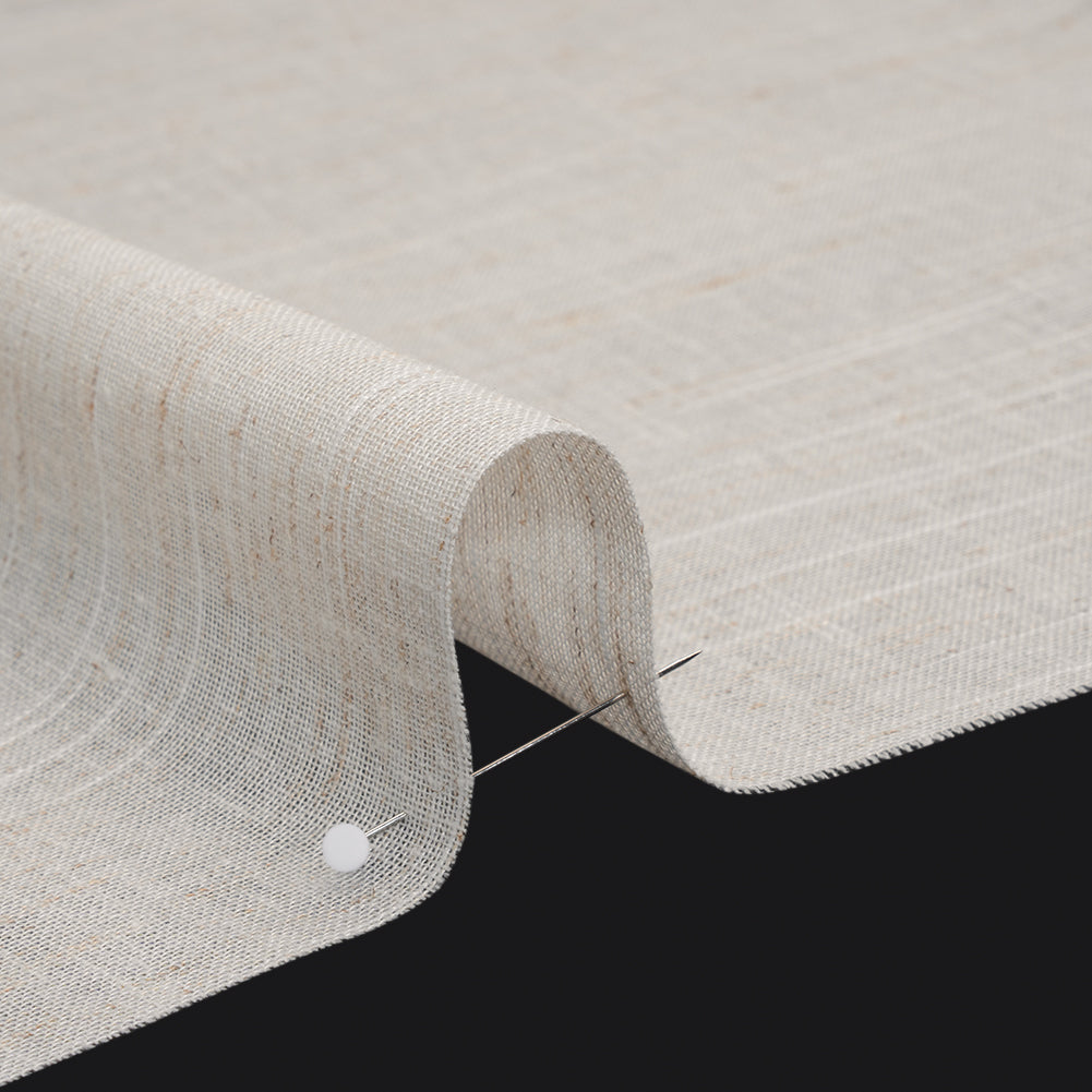 Slubbed Cotton and Linen Double Wide Drapery Sheers Fabric - Ecru Heathered - British Imported Slubbed Cotton and Linen Double Wide Drapery Sheers Fabric - Ecru Heathered - British Imported