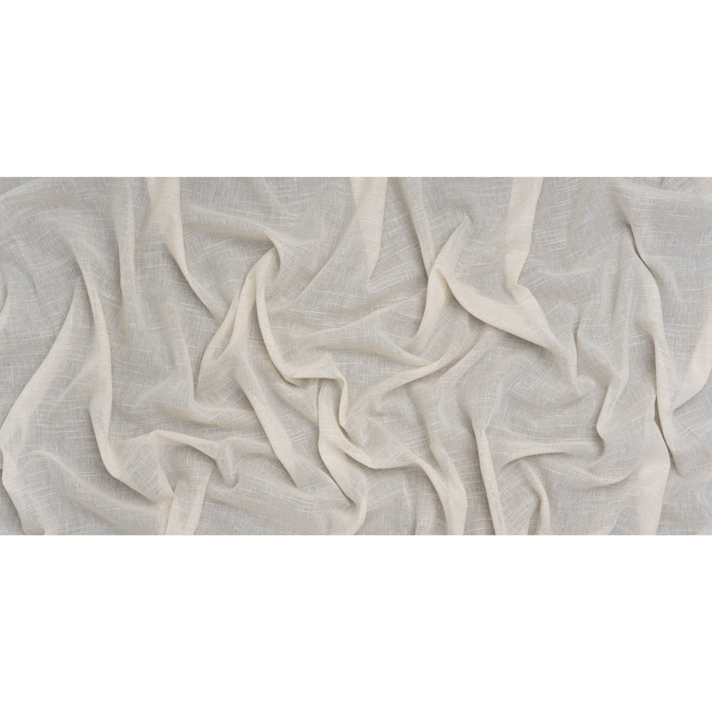Slubbed Cotton and Linen Double Wide Drapery Sheers Fabric - Ecru Heathered - British Imported Slubbed Cotton and Linen Double Wide Drapery Sheers Fabric - Ecru Heathered - British Imported