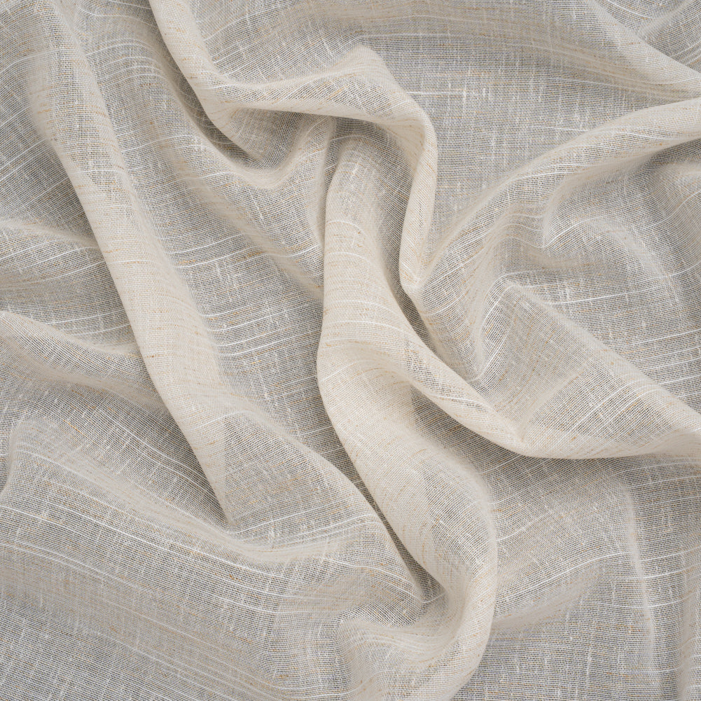 Slubbed Cotton and Linen Double Wide Drapery Sheers Fabric - Ecru Heathered - British Imported Slubbed Cotton and Linen Double Wide Drapery Sheers Fabric - Ecru Heathered - British Imported