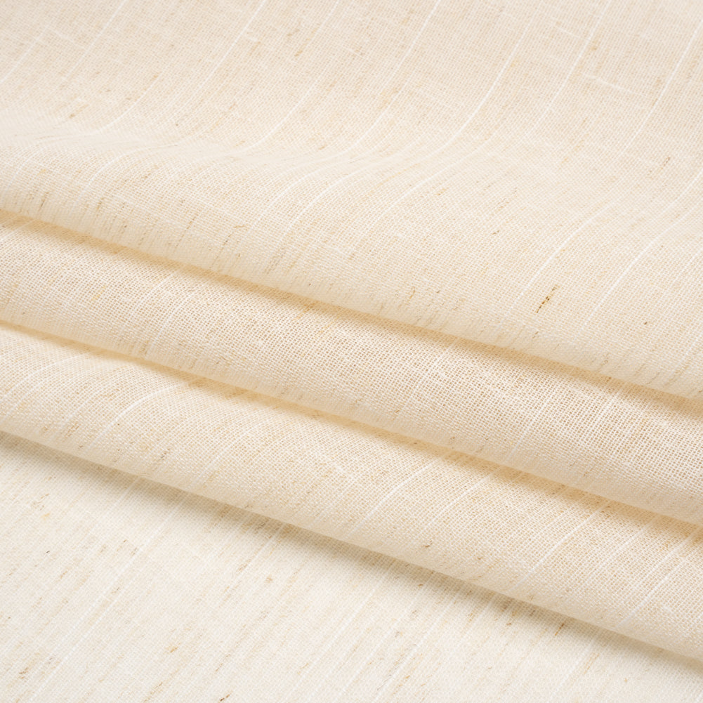 Slubbed Cotton and Linen Double Wide Drapery Sheers Fabric - Flax Heathered - British Imported Folded Slubbed Cotton and Linen Double Wide Drapery Sheers Fabric - Flax Heathered - British Imported Folded