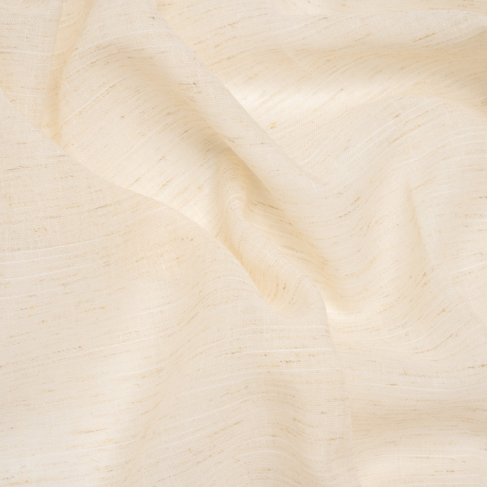Slubbed Cotton and Linen Double Wide Drapery Sheers Fabric - Flax Heathered - British Imported Slubbed Cotton and Linen Double Wide Drapery Sheers Fabric - Flax Heathered - British Imported