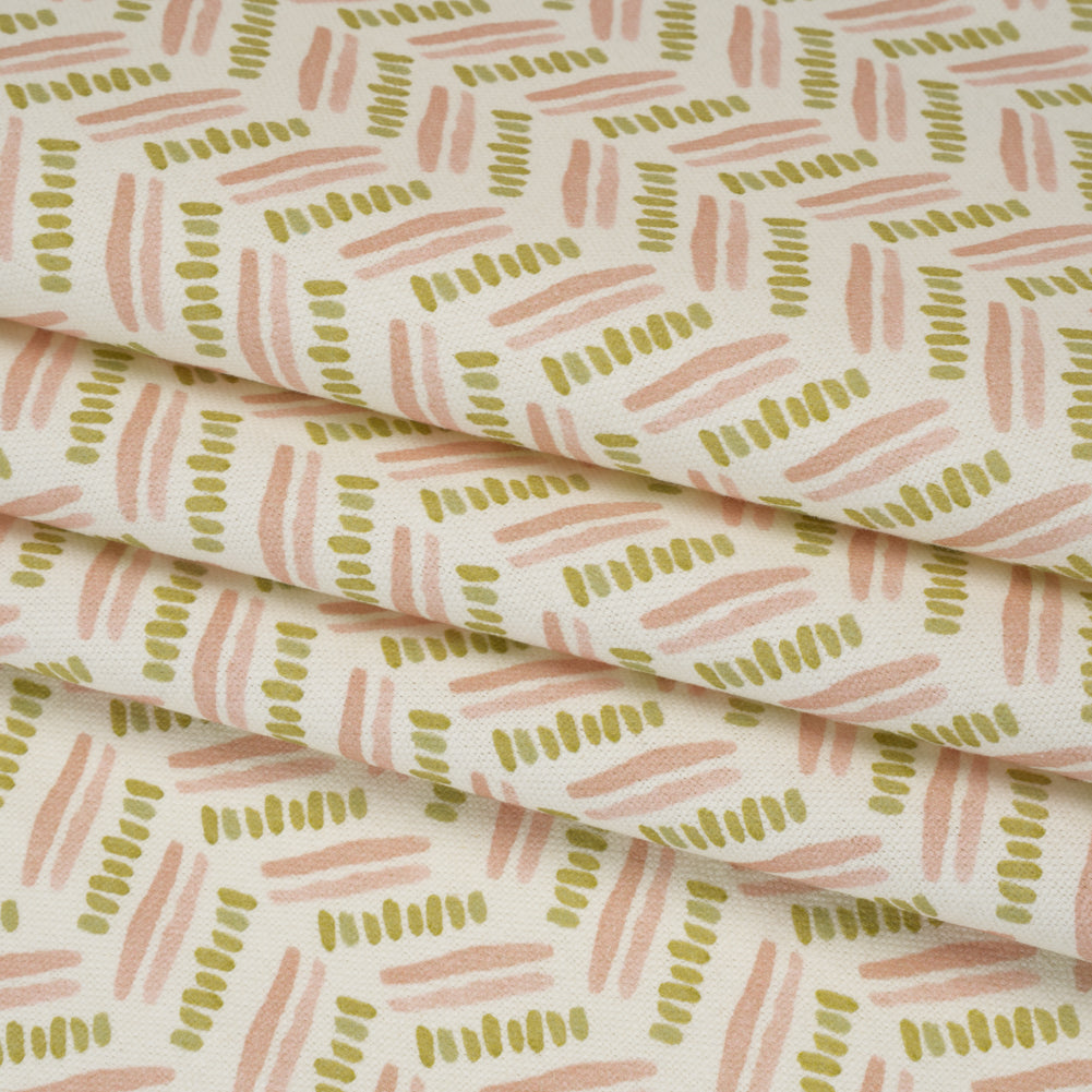 Cotton and Linen Canvas Print - Blossom Watercolor Herringbone Chevron - British Imported - Folded Cotton and Linen Canvas Print - Blossom Watercolor Herringbone Chevron - British Imported - Folded