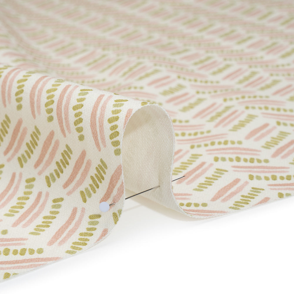 Cotton and Linen Canvas Print - Blossom Watercolor Herringbone Chevron - British Imported - Detail Cotton and Linen Canvas Print - Blossom Watercolor Herringbone Chevron - British Imported - Detail