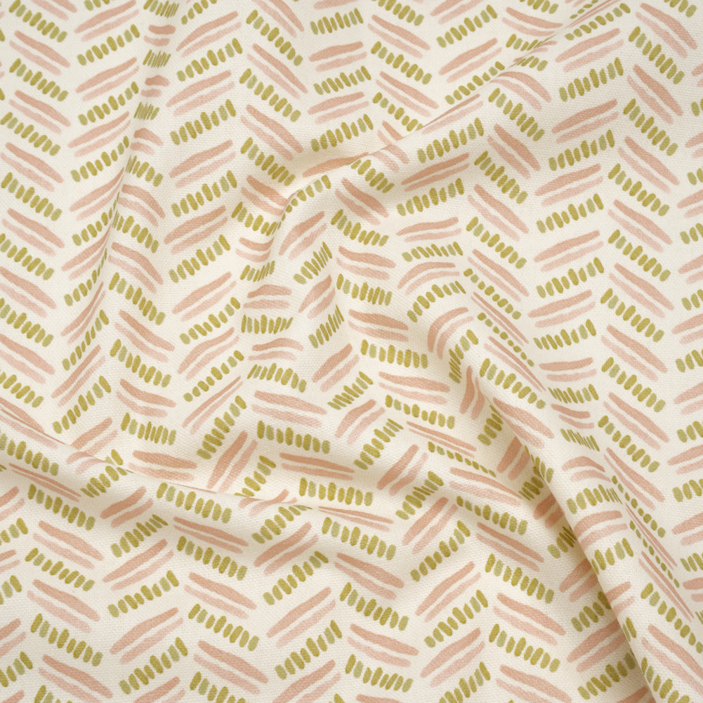 Cotton and Linen Canvas Print - Blossom Watercolor Herringbone Chevron - British Imported Cotton and Linen Canvas Print - Blossom Watercolor Herringbone Chevron - British Imported