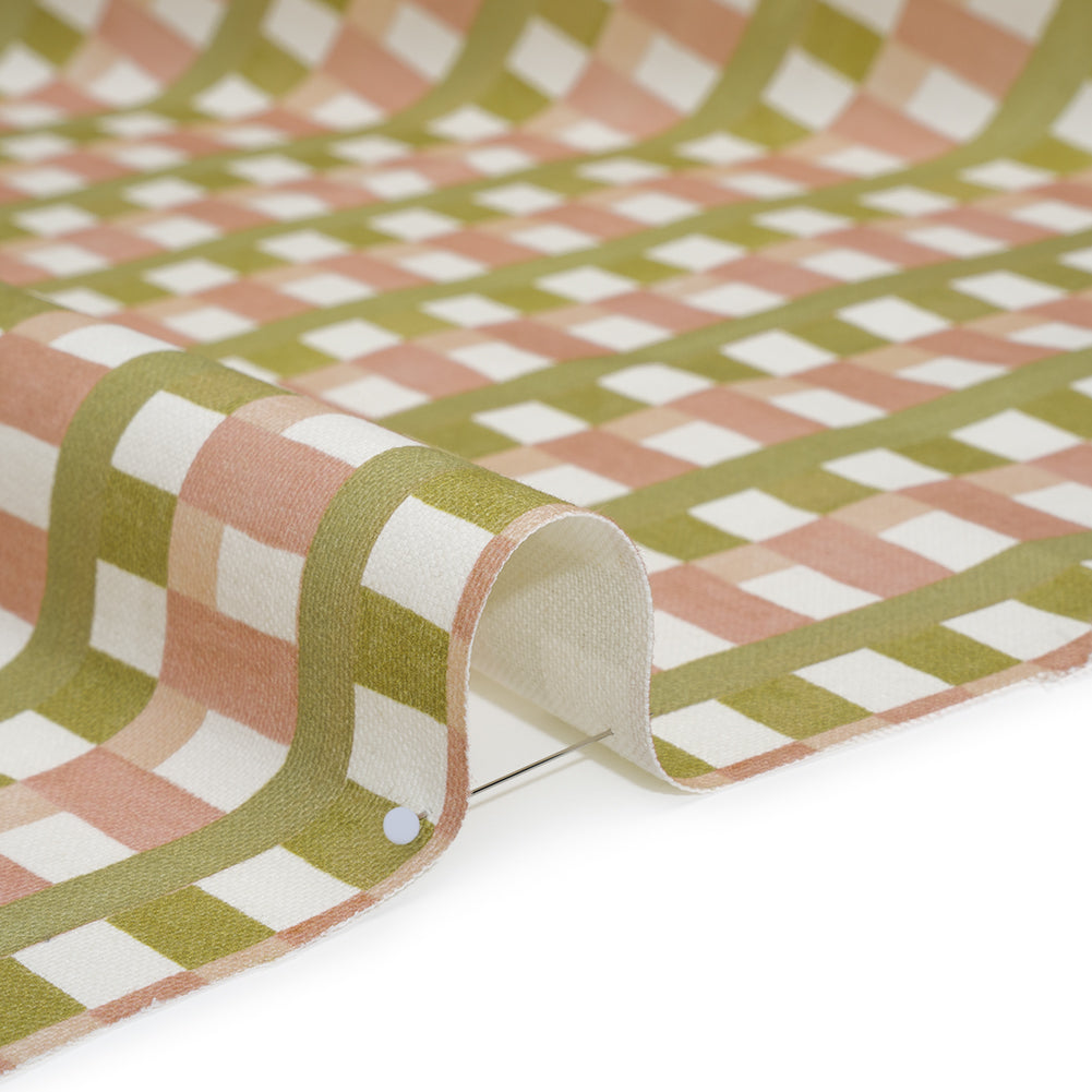 Cotton and Linen Canvas Print - Blossom Geometric Block Stripes - British Imported - Detail Cotton and Linen Canvas Print - Blossom Geometric Block Stripes - British Imported - Detail