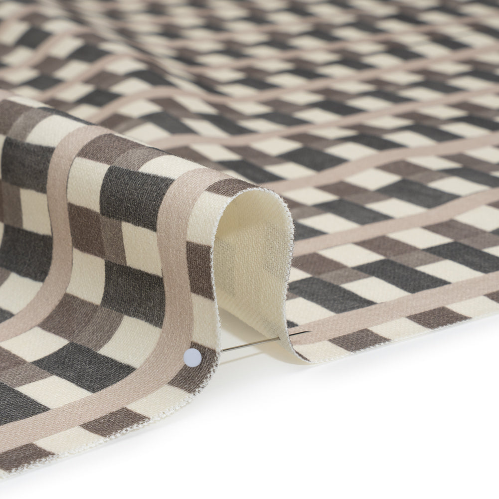 Cotton and Linen Canvas Print - Charcoal Geometric Block Stripes - British Imported - Detail Cotton and Linen Canvas Print - Charcoal Geometric Block Stripes - British Imported - Detail