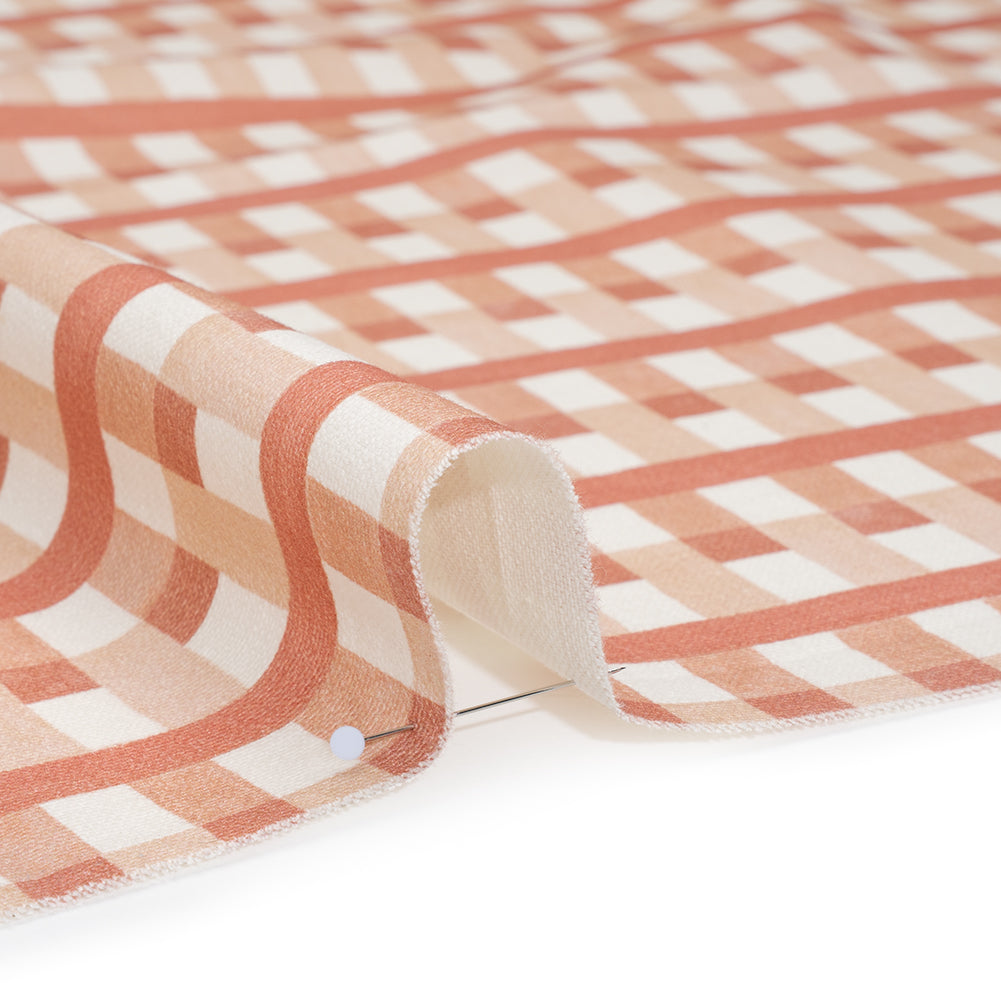 Cotton and Linen Canvas Print - Raspberry Geometric Block Stripes - British Imported Cotton and Linen Canvas Print - Raspberry Geometric Block Stripes - British Imported
