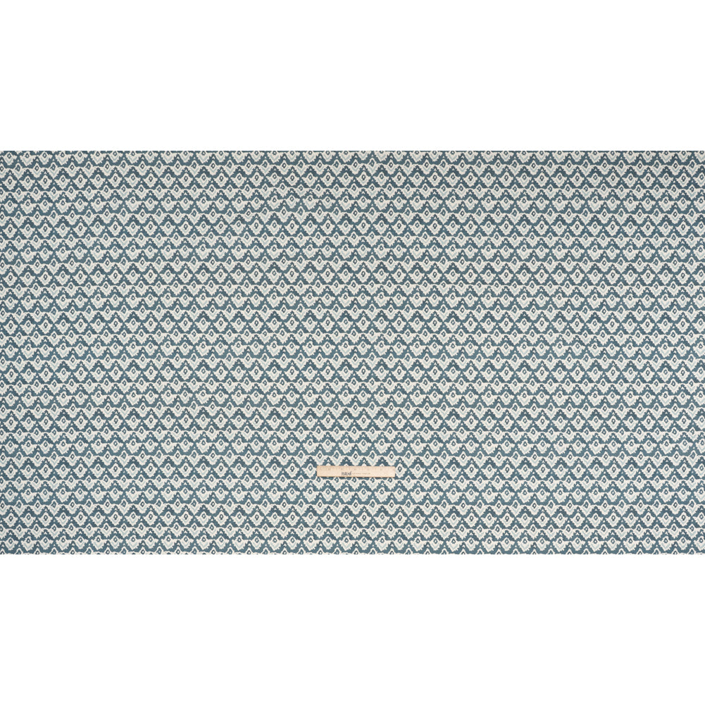 Cotton and Linen Canvas Print - Indigo Rows of Diamonds - British Imported - Full Cotton and Linen Canvas Print - Indigo Rows of Diamonds - British Imported - Full