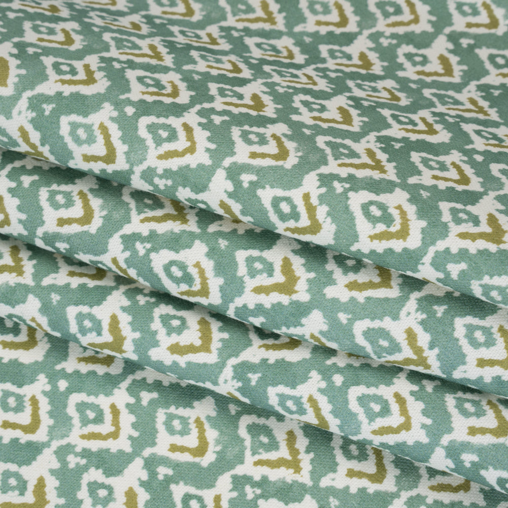 Cotton and Linen Canvas Print - Teal Rows of Diamonds - British Imported - Folded Cotton and Linen Canvas Print - Teal Rows of Diamonds - British Imported - Folded