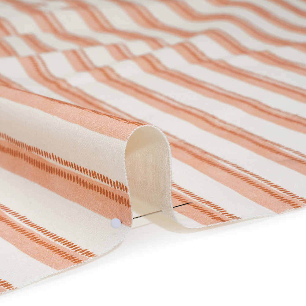 Cotton and Linen Canvas Print - Terracotta Stripes and Dots - British Imported - Detail Cotton and Linen Canvas Print - Terracotta Stripes and Dots - British Imported - Detail